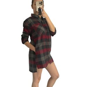 forever 21 plaid button down dress with side pockets | high Low | Small